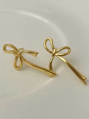 Delicate Gold Bow Stud Earrings